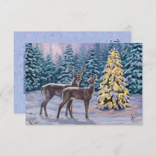 Whitetail Deer  Christmas Tree Winter Scene Invitation