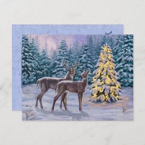 Whitetail Deer  Christmas Tree Winter Scene Invitation