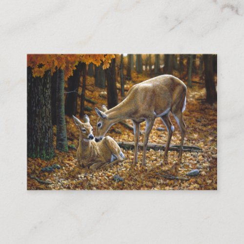Whitetail Deer Doe and Fawn Autumn Business Card