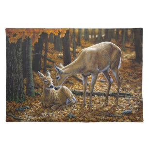 Whitetail Deer Doe and Fawn Autumn Placemat