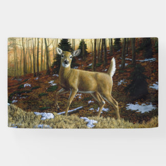 Whitetail Deer Doe in Autumn Forest Banner