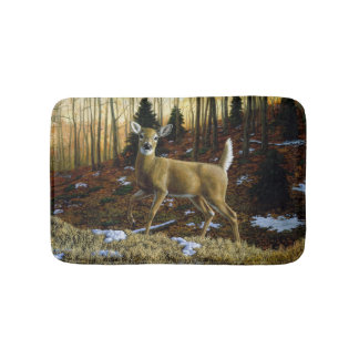 Whitetail Deer Doe in Autumn Forest Bath Mat
