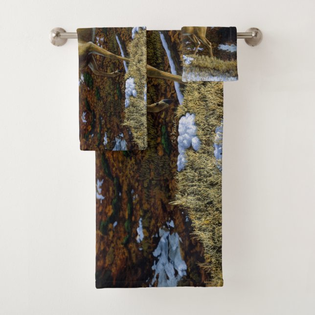 Whitetail Deer Doe in Autumn Forest Bath Towel Set (Insitu)