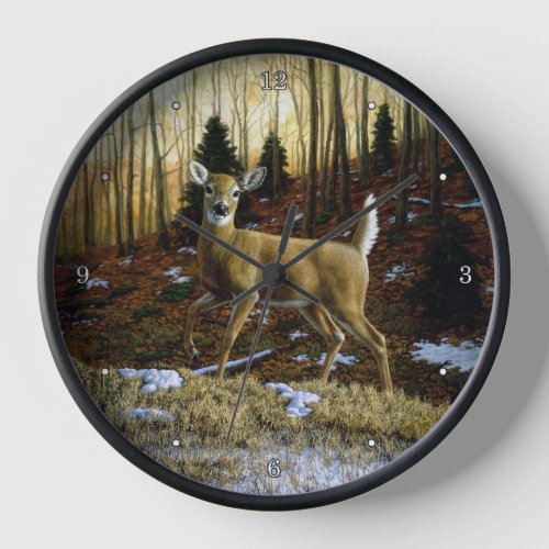 Whitetail Deer Doe in Autumn Forest Clock