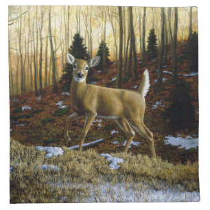 Whitetail Deer Doe in Autumn Forest Cloth Napkin
