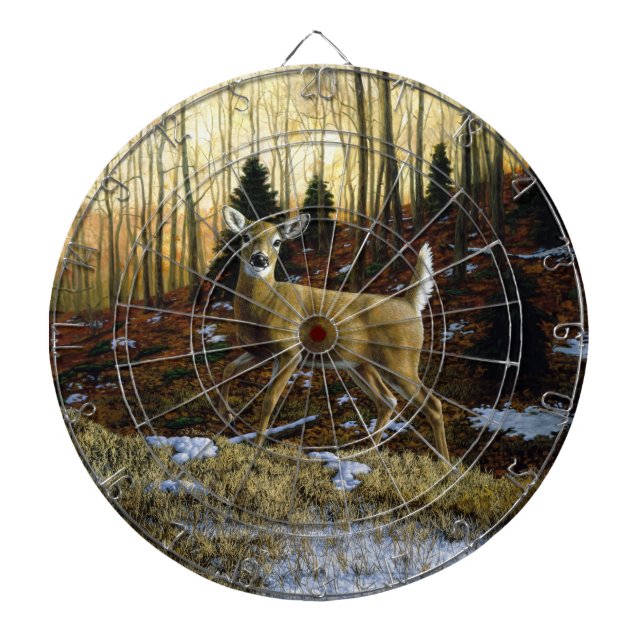 Whitetail Deer Doe in Autumn Forest Dart Board (Front)