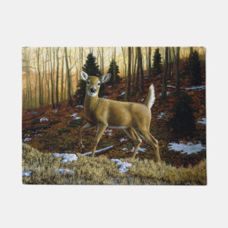 Whitetail Deer Doe in Autumn Forest Doormat