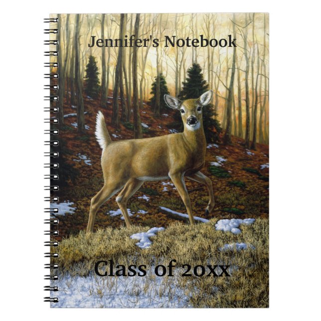 Whitetail Deer Doe in Autumn Forest Notebook (Front)