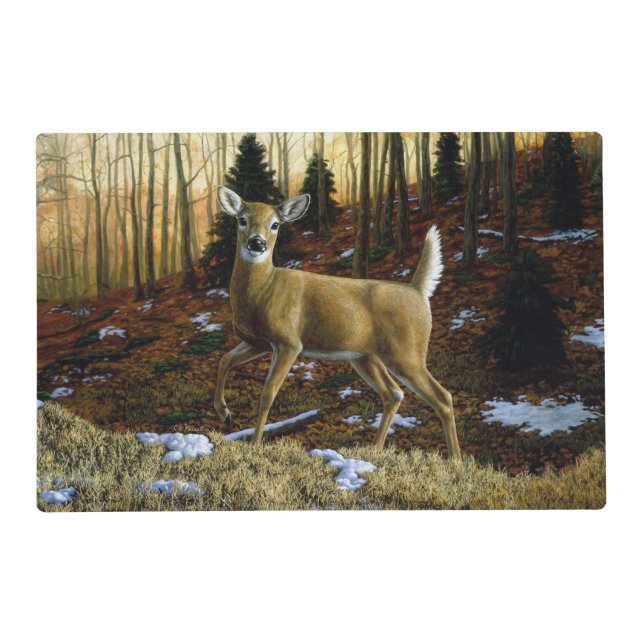 Whitetail Deer Doe in Autumn Forest Placemat (Front)