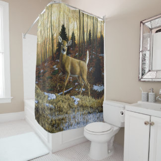Whitetail Deer Doe in Autumn Forest Shower Curtain