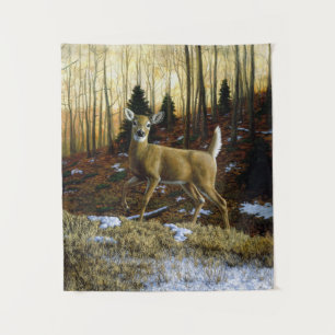 Whitetail Deer Doe in Autumn Forest Tapestry