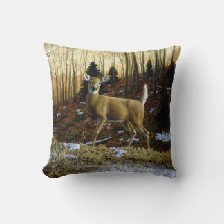 Whitetail Deer Doe in Autumn Forest Throw Pillow