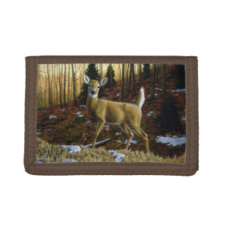 Whitetail Deer Doe in Autumn Forest Trifold Wallet