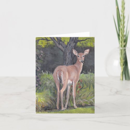 Whitetail Deer Doe Wildlife Art Note Card