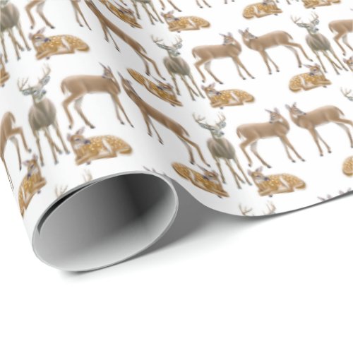 Whitetail Deer Family Wrapping Paper