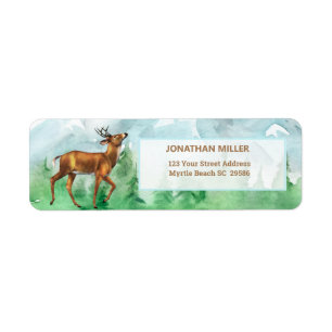 Whitetail Deer Forest Mountains Return Address Label