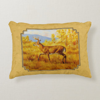 Whitetail Deer Golden Aspen Woods Accent Pillow