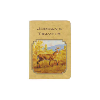 Whitetail Deer Golden Aspen Woods Passport Holder