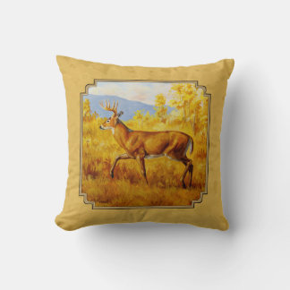 Whitetail Deer Golden Aspen Woods Throw Pillow
