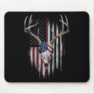 Whitetail Deer Hunter American Flag Usa Design Buc Mouse Pad
