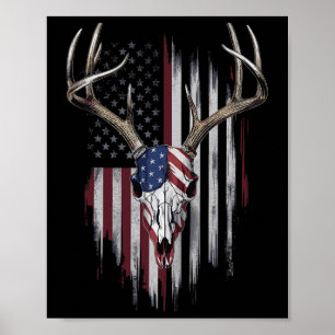 Whitetail Deer Hunter American Flag Usa Design Buc Poster