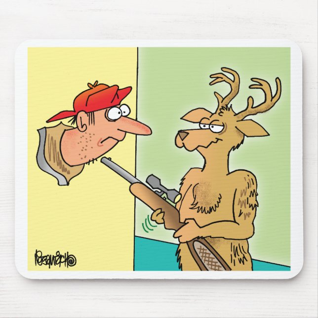 Whitetail Deer Hunter Cartoon Mousepad (Front)
