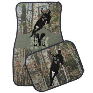 Whitetail Deer Hunters Woodland Camo with Monogram Car Mat