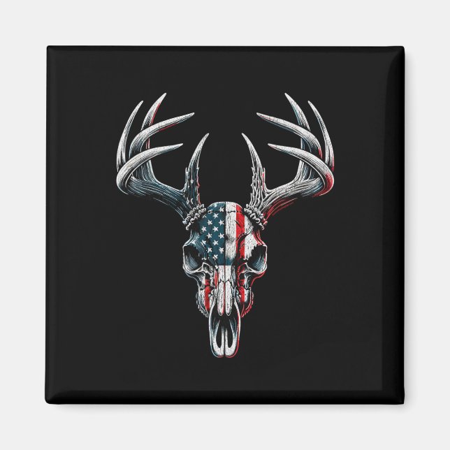 Whitetail Deer Hunting - American Flag On Buck Sku Magnet (Front)