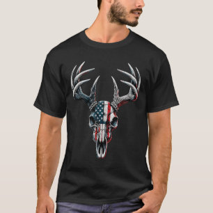 Whitetail Deer Hunting - American Flag On Buck Sku T-Shirt