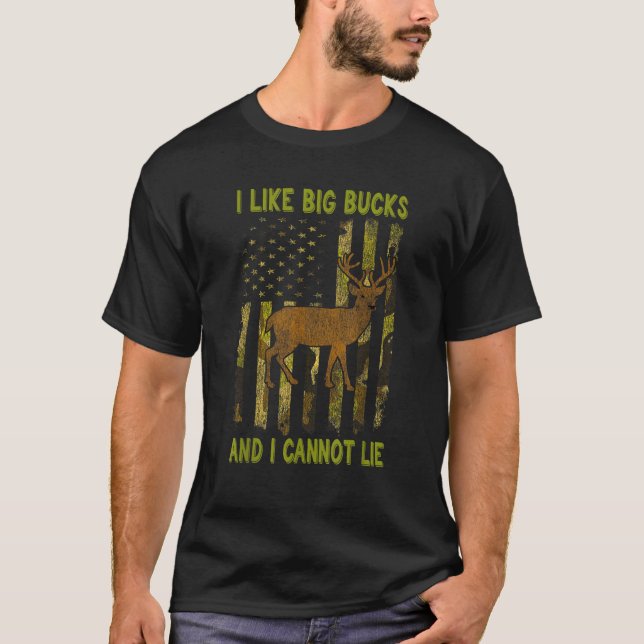 Whitetail Deer Hunting Buck American Camouflage US T-Shirt (Front)