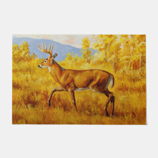 Whitetail Deer in Autumn Aspen Forest Doormat