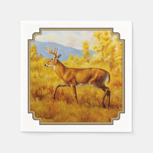 Whitetail Deer in Autumn Aspen Forest Napkins