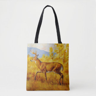 Whitetail Deer in Autumn Aspen Forest Tote Bag