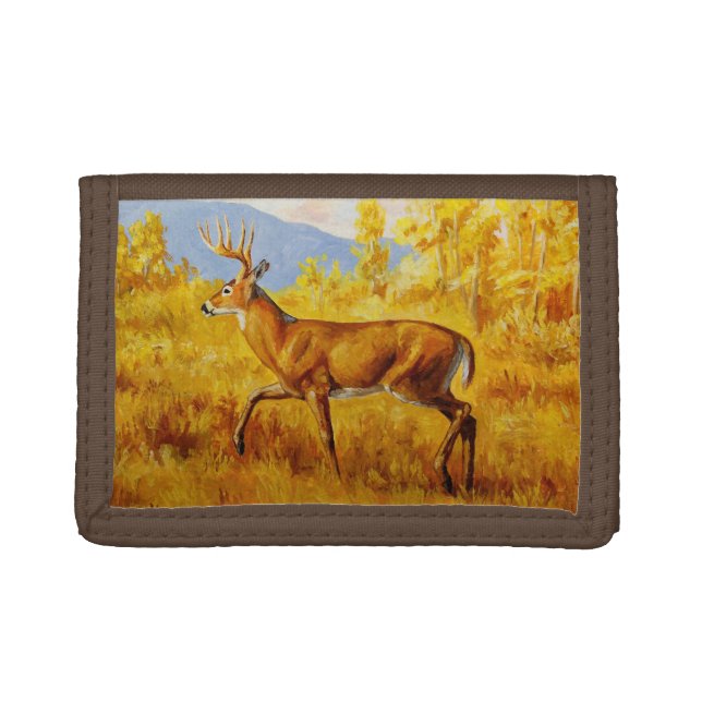 Whitetail Deer in Autumn Aspen Forest Tri-fold Wallet (Front)