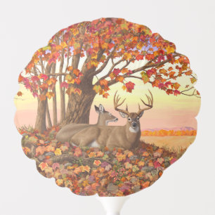 Whitetail Deer in Autumn New England Fall Colors Balloon