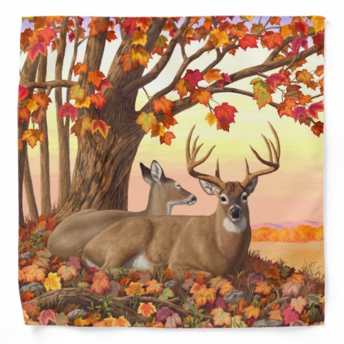 Whitetail Deer in Autumn New England Fall Colors Bandana