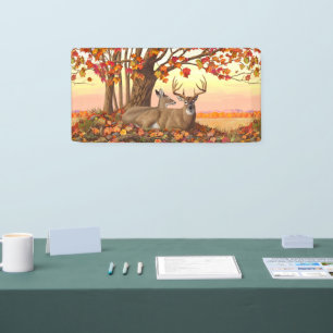 Whitetail Deer in Autumn New England Fall Colors Banner