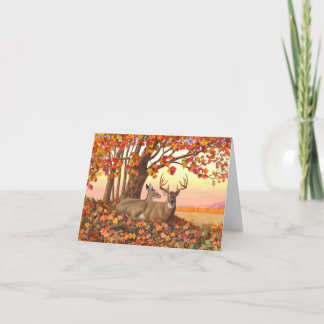 Whitetail Deer in Autumn New England Fall Colors Card