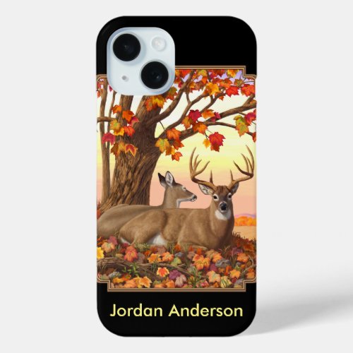 Whitetail Deer in Autumn New England Fall Colors iPhone 15 Case