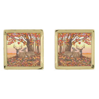 Whitetail Deer in Autumn New England Fall Colors Cufflinks