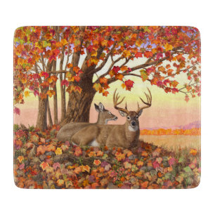 Whitetail Deer in Autumn New England Fall Colors Cutting Board