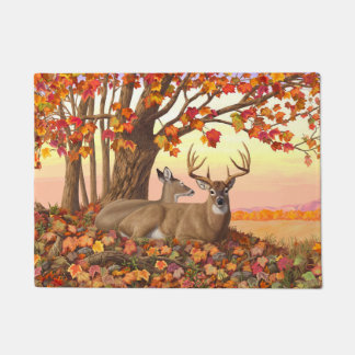 Whitetail Deer in Autumn New England Fall Colors Doormat