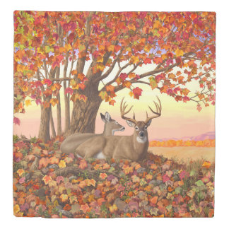 Whitetail Deer in Autumn New England Fall Colors Duvet Cover