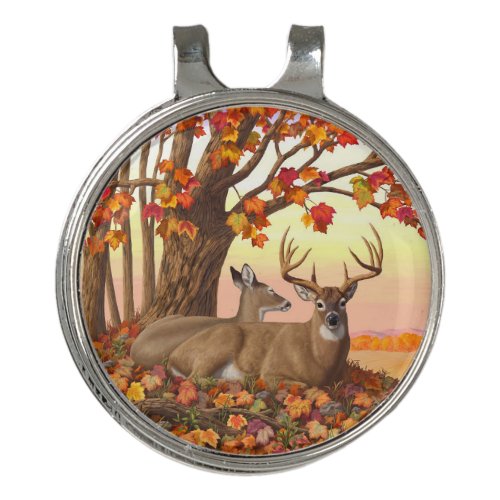 Whitetail Deer in Autumn New England Fall Colors Golf Hat Clip