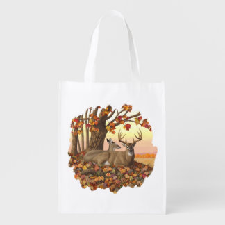 Whitetail Deer in Autumn New England Fall Colors Grocery Bag