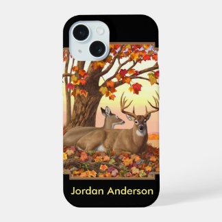 Whitetail Deer in Autumn New England Fall Colors iPhone 15 Case