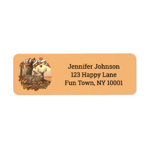Whitetail Deer in Autumn New England Fall Colors Label