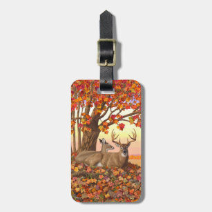 Whitetail Deer in Autumn New England Fall Colors Luggage Tag