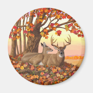 Whitetail Deer in Autumn New England Fall Colors Magnet
