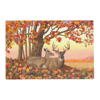 Whitetail Deer in Autumn New England Fall Colors Placemat